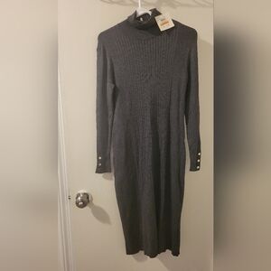 Anne Klein Charcoal Long Sleeve Dress